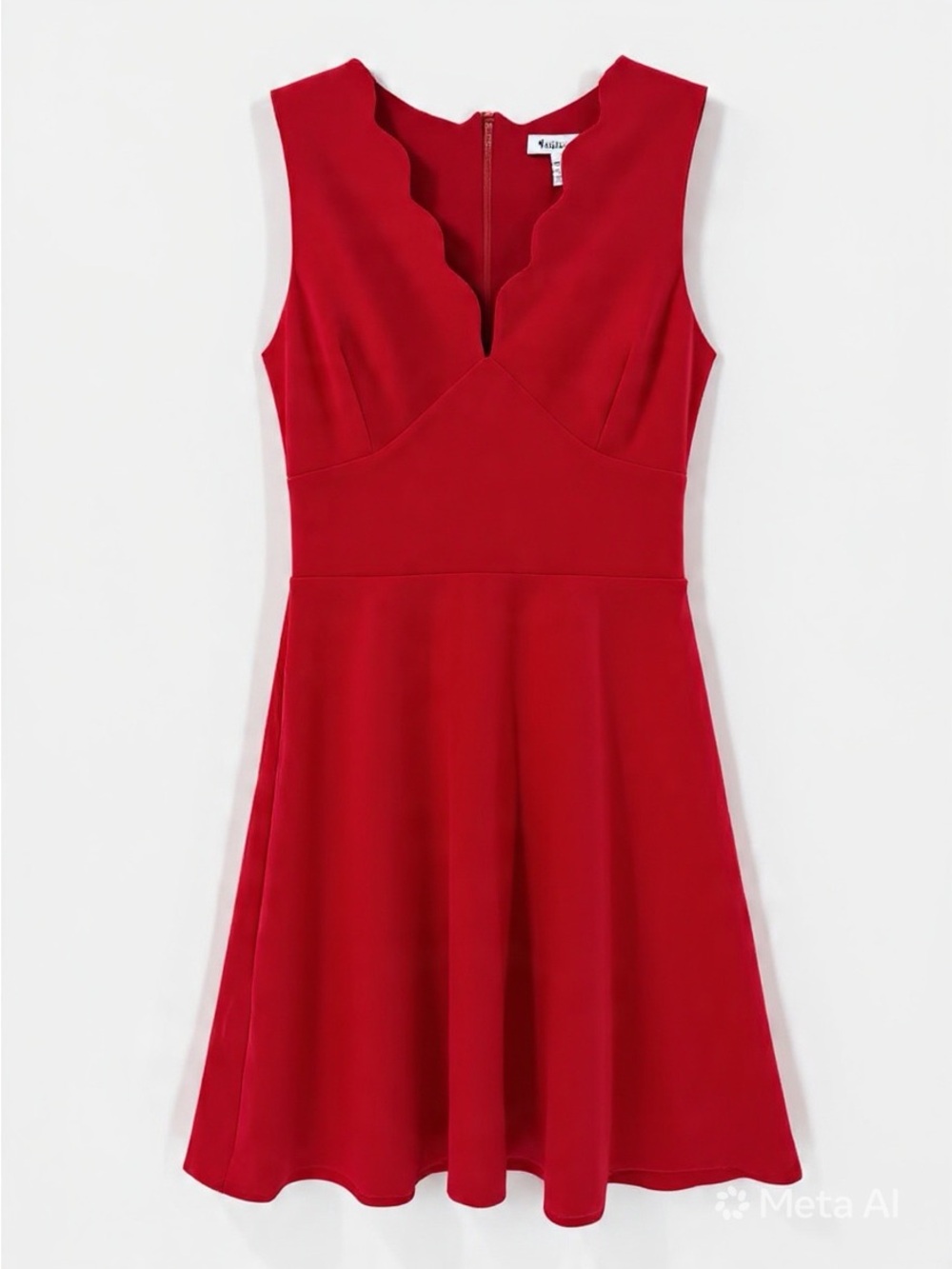 NWT LOVE ADY Red Scalloped V Neck Fit Flare Mini Dress XS Cocktail Holiday